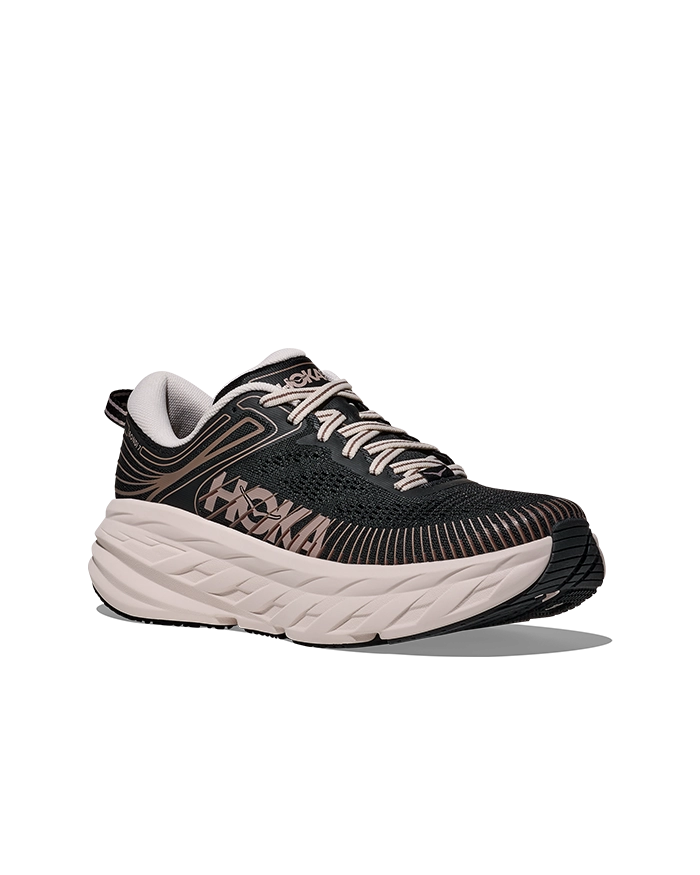 Hoka Bondi 7 Black / Rose Cream Dame