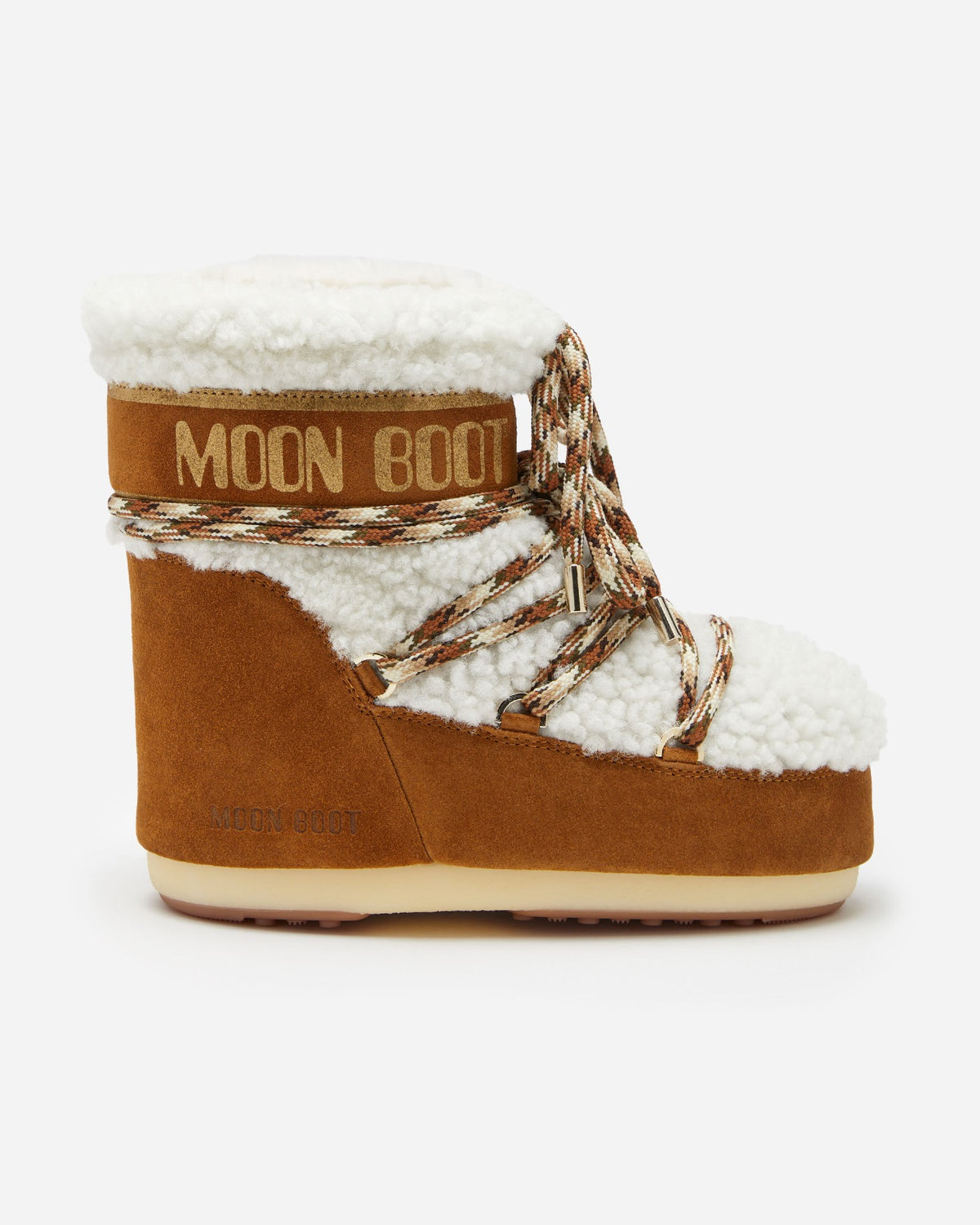 Moon Boot Icon Low Shearling Whisky / Off White, lav vinterstøvel i saueskinn